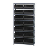 Shelving Unit, 12D X 36L X 75H, Heavy Duty, 400 Lb. Load Capacity Per Shelf, Includes: (8) Shelves And (14) Qus250 Clear Bins, U
