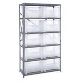 Shelving Unit, 18D X 42L X 75H, Heavy Duty, 400 Lb. Load Capacity Per Shelf, Includes: (6) Shelves And (10) Qgh700 Clear Bins, U