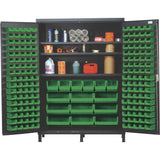 Heavy-Duty 60 Bin Cabinet, 60W X 24D X 84H, 500 Lb. Capacity Per Interior Shelf, 14 Gauge All Welded Construction, Includes: (3)