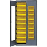Heavy-Duty 36 Bin Cabinet, 36W X 18D X 78H, Clear Acrylic Door Model, 14 Gauge All Welded Construction, Includes: (18) Qus250 Bl