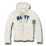 Deluxe Zip Up Hoodies, Navy, Cream, L