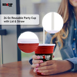 Reusable Party Cups & Lids w/ Straws – 24oz