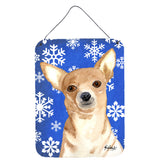 Caroline'S Treasures White Snowflake Chihuahua Christmas Aluminium Metal Wall Or Door Hanging Prints, 16 X 12