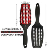 INATEKPRO Curved Vented Boar Bristle Detangler Brush - RED | MEDIUM