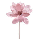 Vickerman 22 Pink Velvet Sheen Glitter Trim Poinsettia Stem 4 per bag.