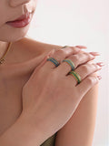Uworld Stainless Steel Band Ring with Simulated Turquoise - Stackable Beaded Design for Women - Sizes 6