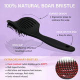 INATEKPRO Curved Vented Boar Bristle Detangler Brush - RED | MEDIUM