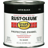 7777730 Rust-Oleum Stops Rust Oil Based Satin Protective Rust Control Enamel, Black, 1/2 Pt.