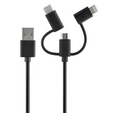 Rove Rv06551 4Ft 3-In-1 Multi Charging Cord Android And Iphone-Ready Cable - Black