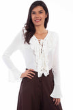 RUFFLE LACE UP BLOUSE