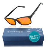 SleepAid Orange Patrick Rectangular Blue Light Glasses – Black
