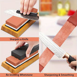Kitchen Knife Sharpening Stone Set 400 1000 3000 8000 Grit, 4 Sided Whetstone with Bamboo Base and Angle Guide