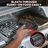 Built-in 4000mAh Rechargeable Battery with 3 Adjustable Speed Modes. The Rotating Cleaning Head Delivers Powerful Scrubbing Force to Remove Burnt Grease, Charred Residue and Food Debris on Grills Without Strenuous Manual Brus