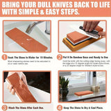 Kitchen Knife Sharpening Stone Set 400 1000 3000 8000 Grit, 4 Sided Whetstone with Bamboo Base and Angle Guide