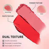Lakerain Blush Cream Long Lasting High Pigmented Natural Pink Smooth Texture 2 IN 1 Cream & Powder Blusher Korean Makeup