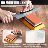 Kitchen Knife Sharpening Stone Set 400 1000 3000 8000 Grit, 4 Sided Whetstone with Bamboo Base and Angle Guide