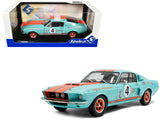 1967 Shelby GT500 #4 Gulf Racing Tribute Light Blue with Orange Stripes 1/18 Diecast Model Car by Solido