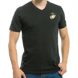 Military V-Neck Tee, Marines, Black, 2X