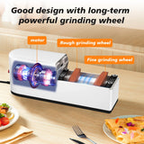 5 in 1 Electric Knife Sharpener Fast 5 Second Grinding Kitchen Automatic Knife Sharpening Machine with Rough & Fine Grinding Wheel for Chef Knives Fruit Cleaver Scissors USB Powered