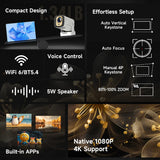 Magcubic HY310 Auto Focus Projector 1080P Native 4K 330ANSI Android 11 WiFi6 BT5.4 Mini Outdoor Movie Projector with Air Mouse