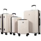 Travelhouse Luggage Set 4-Piece ABS Suitcase With Spinner Wheels, 24 Inch and 28 Inch with TSA Lock, 16, 20 Inch Carry On Luggage