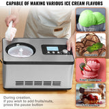 SucceBuy Automatic Ice Cream Maker with Built-in Compressor 2 Quart No Pre-freezing Fruit Yogurt Machine Electric Sorbet Maker