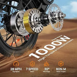 URLIFE 1000W E20 Electric Bike | 48V 13Ah Removable Battery, 28MPH, 20''X3" Fat Tire, 7-Speed E-Bike with Dual Disc Brake