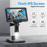 7inch Microscope 1200X 16MP HD Electronic Microscopes Camera Magnifier for Soldering Phone Repair Microscope, Coin, PCB, PC View
