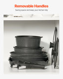 SucceBuy 17 Pcs Nonstick Cookware Set Granite Pots and Pans Set Induction Cookwares Kitchen Cooking Set w/Frying Sauce Saute Pan