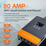 US EU Stock 60A 80A 100A Paralllel MPPT Solar Charge Controller 12V 24V 36V 48V Max PV 160Vdc Fit LifePo4 Batteria for Home RV