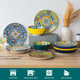 vancasso 24 PCS Ceramic Dinnerware Set Porcelain Bohemian Style Dinnerware with Dinner/Dessert Plate/Cereal/Pasta Bowl For 6