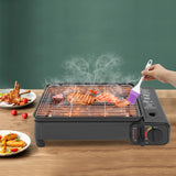 Gas Barbecue Grill, Butane LPG Stove 2.2KW Power, Camping Gas Stove Tabletop with Grilling Nets, Double-row Firepower Tubes