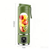 450ml Portable Juicer Blender Cup 12 Stainless Steel Blades 3 Speed Modes USB Charging Digital Screen Travel Smoothie Maker Rechargeable Mini Fruit Juice Mixer Easy To Clean For Sports Office Camping