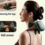 Wireless Bionic Heated Electric Neck and Shoulder Massager with Finger Massager, Portable