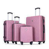 Travelhouse Luggage Set 4-Piece ABS Suitcase With Spinner Wheels, 24 Inch and 28 Inch with TSA Lock, 16, 20 Inch Carry On Luggage