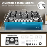 5 Burners Built-in Gas Stove, Dual Fuel NG/LPG Convertible Gas Hob, Oversized Cooking Surface 30.31*20.08” for Home Kitchens, Restaurants