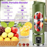 450ml Portable Juicer Blender Cup 12 Stainless Steel Blades 3 Speed Modes USB Charging Digital Screen Travel Smoothie Maker Rechargeable Mini Fruit Juice Mixer Easy To Clean For Sports Office Camping
