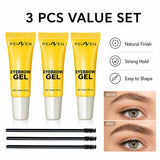 Clear Eyebrow Gel 3PCS Set, Strong Hold Waterproof Brow Shaping Gel, Natural Fuller Brows Makeup, Flake-Free Brow Lamination