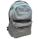 Economy backpack, 2 pocket front, gray/teal zipper