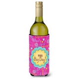 Happy Birthday The Big Day Pink Wine Bottle Beverage Insulator Beverage Insulator Hugger