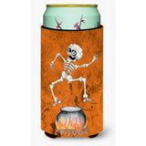 Skeleton Jumping From Witches Caldron Halloween Tall Boy Beverage Insulator Beverage Insulator Hugger