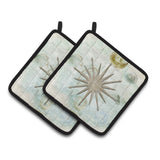 Caroline'S Treasures Shells Navagation Star Pair Of Pot Holders Sb3024Pthd, 7.5Hx7.5W, Multicolor
