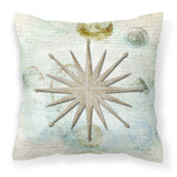 Caroline'S Treasures Sb3024Pw1414 Shells Navigation Star Canvas Fabric Decorative Pillow, Large, Multicolor