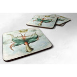 Caroline'S Treasures Sb3039Fc Mermaids And Mermen Mermaid Tail Foam Coasters (Set Of 4), 3.5 H X 3.5 W, Multicolor