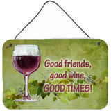 Caroline'S Treasures Good Friends, Good Wine, Good Times Wall Or Door Hanging Prints, 8 X 12