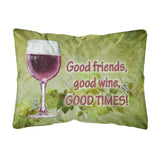Caroline'S Treasures Good Friends, Good Wine, Good Times Canvas Fabric Decorative Pillow, Large, Multicolor