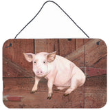 Caroline'S Treasures Pig At The Barn Door Aluminum Metal Wall Or Door Hanging Prints, 8 X 12