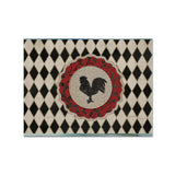 Caroline'S Treasures Sb3086Plmt Rooster Harlequin Black And White Fabric Placemat, Multicolor