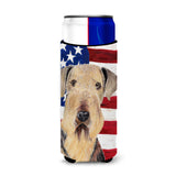 Usa American Flag With Airedale Ultra Beverage Insulators For Slim Cans Sc9007Muk