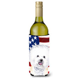 Usa American Flag With Bichon Frise Wine Bottle Beverage Insulator Beverage Insulator Hugger